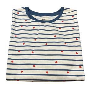 Pact Scattered Hearts Graphic Organic Slouchy Sweatshirt Size Medium New NWT